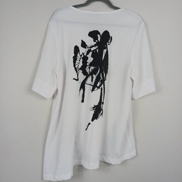 MOONLIGHT Y&S Fashion textured set tunic and crop pants women white size L - Picture 4 of 9